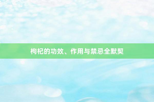 枸杞的功效、作用与禁忌全默契